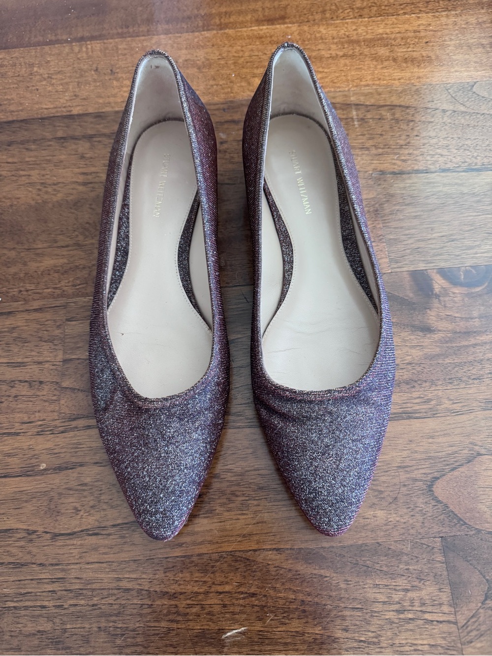 Stuart Weitzman Sparkling Wine-Red Pointed-Toe Flats
